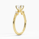 Camellia Milgrain Diamond Ring Yellow Gold 18k Cushion Engagement Ring