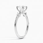 Camellia Milgrain Diamond Ring Platinum Princess Engagement Ring
