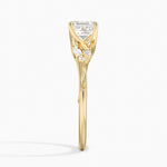 Camellia Milgrain Diamond Ring Yellow Gold 18k Princess Engagement Ring
