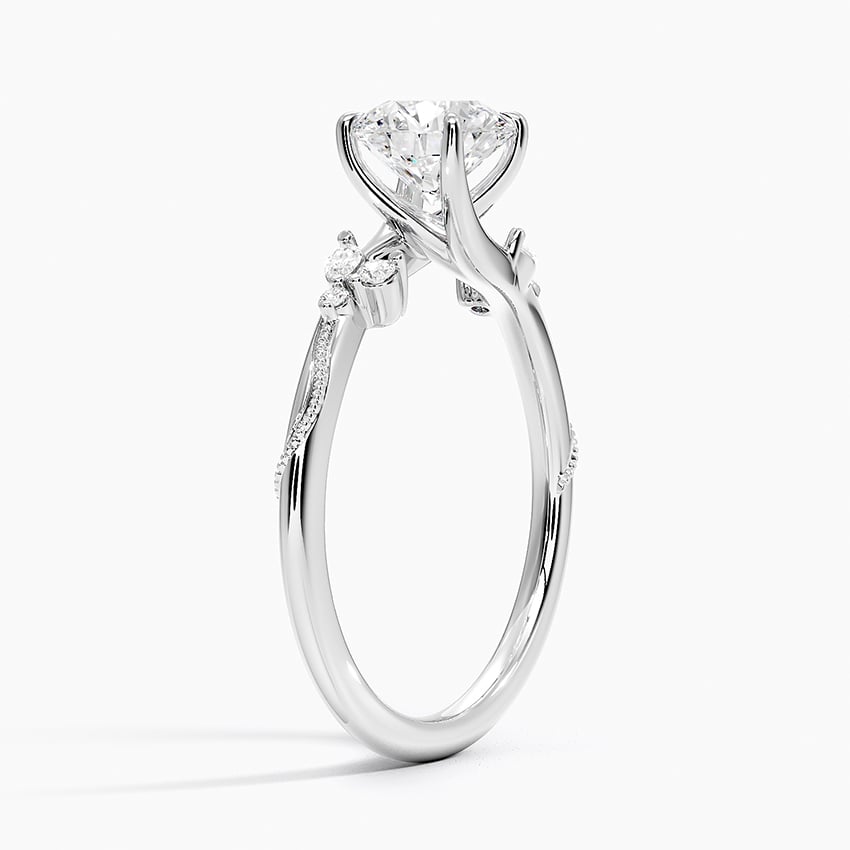 Camellia Milgrain Diamond Ring Platinum Round Engagement Ring