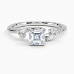 Camellia Milgrain Diamond Ring Platinum Asscher Engagement Ring