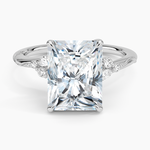 Camellia Milgrain Diamond Ring Platinum Radiant Engagement Ring