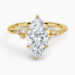 Camellia Milgrain Diamond Ring Yellow Gold 18k Marquise Engagement Ring