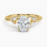 Camellia Milgrain Diamond Ring Yellow Gold 18k Oval Engagement Ring