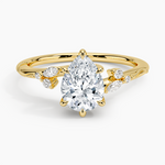 Camellia Milgrain Diamond Ring Yellow Gold 18k Pear Engagement Ring
