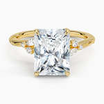Camellia Milgrain Diamond Ring Yellow Gold 18k Radiant Engagement Ring