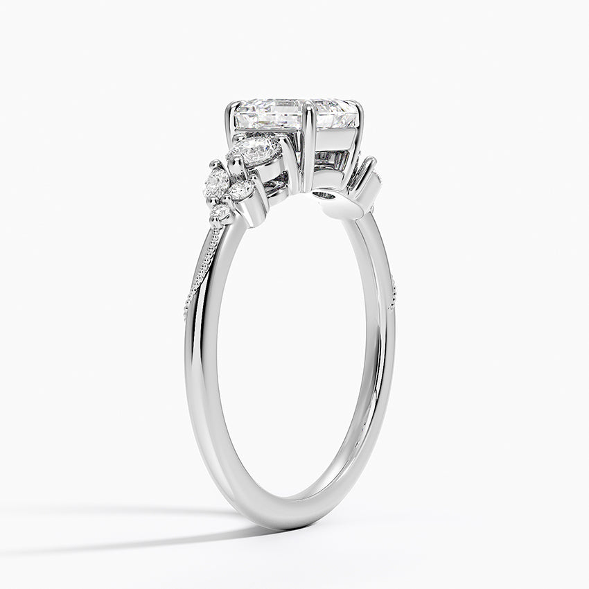 Camellia Three Stone Diamond Ring (1/3 ct. tw.) Platinum Asscher Engagement Ring