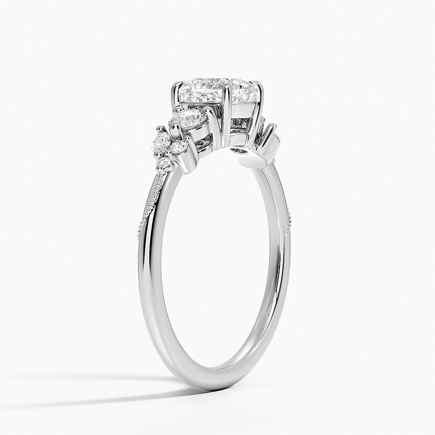 Camellia Three Stone Diamond Ring (1/3 ct. tw.) Platinum Cushion Engagement Ring