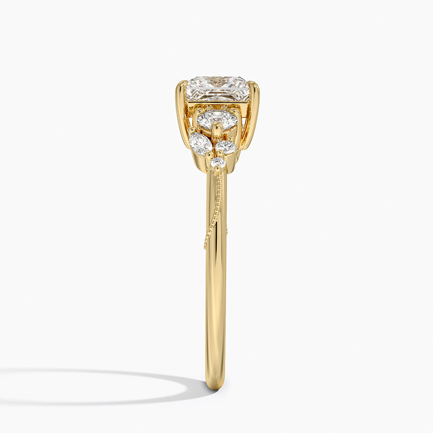 Camellia Three Stone Diamond Ring (1/3 ct. tw.) Yellow Gold 18k Princess Engagement Ring