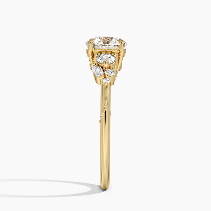 Camellia Three Stone Diamond Ring (1/3 ct. tw.) Yellow Gold 18k Round Engagement Ring