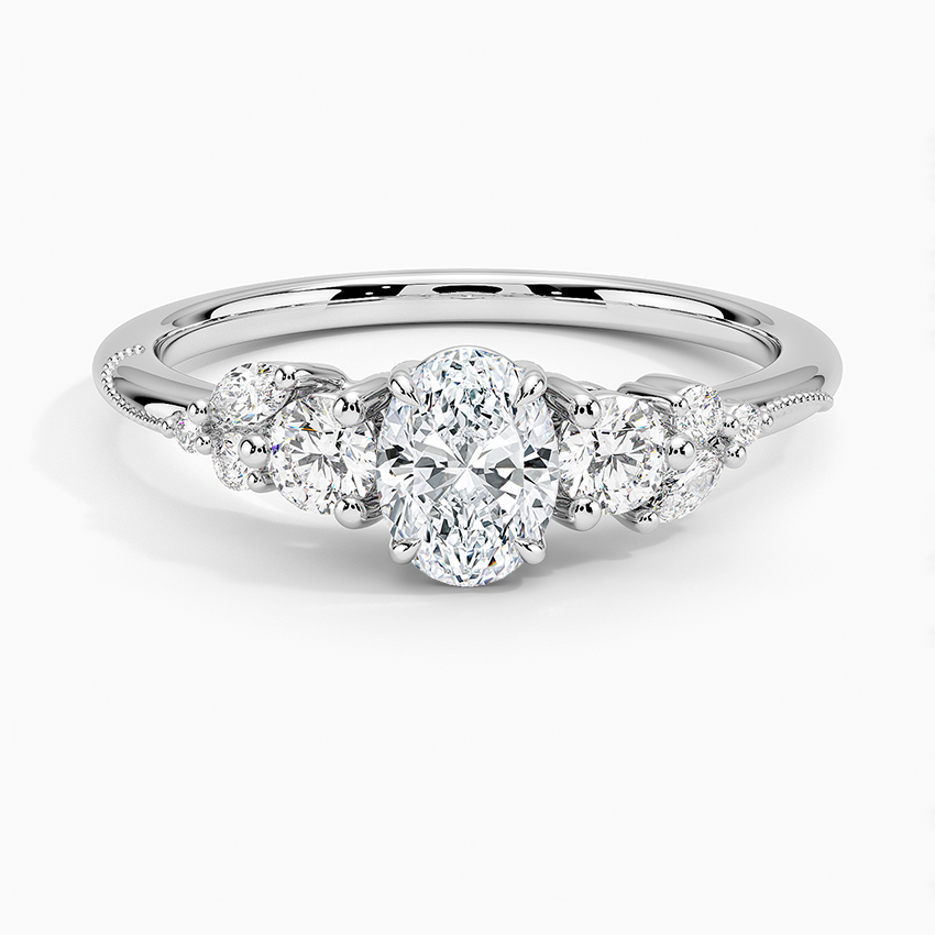 Camellia Three Stone Diamond Ring (1/3 ct. tw.) Platinum Oval Engagement Ring