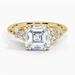 Camellia Three Stone Diamond Ring (1/3 ct. tw.) Yellow Gold 18k Asscher Engagement Ring
