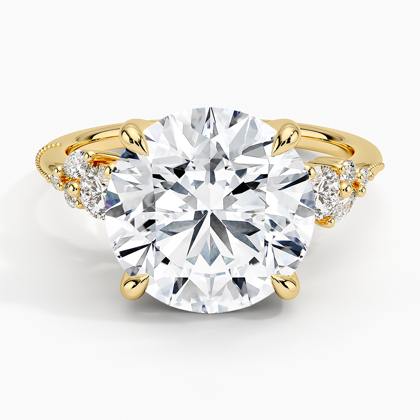 Camellia Three Stone Diamond Ring (1/3 ct. tw.) Yellow Gold 18k Round Engagement Ring