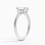 Camellia Three Stone Pear Diamond Ring Platinum Emerald Engagement Ring