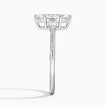 Camellia Three Stone Pear Diamond Ring Platinum Marquise Engagement Ring