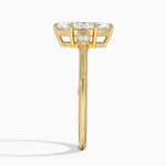 Camellia Three Stone Pear Diamond Ring Yellow Gold 18k Marquise Engagement Ring
