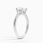 Camellia Three Stone Pear Diamond Ring Platinum Princess Engagement Ring