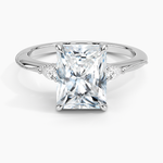 Camellia Three Stone Pear Diamond Ring Platinum Radiant Engagement Ring