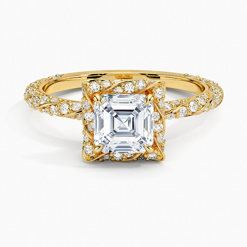 Nova Halo Diamond Ring (1/2 ct. tw.) Yellow Gold 18k Asscher Engagement Ring
