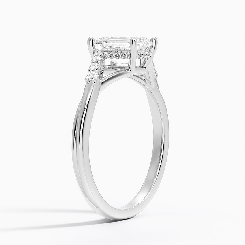 Chamise Hidden Halo Diamond Ring Platinum Emerald Engagement Ring