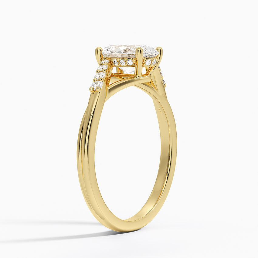 Chamise Hidden Halo Diamond Ring Yellow Gold 18k Oval Engagement Ring