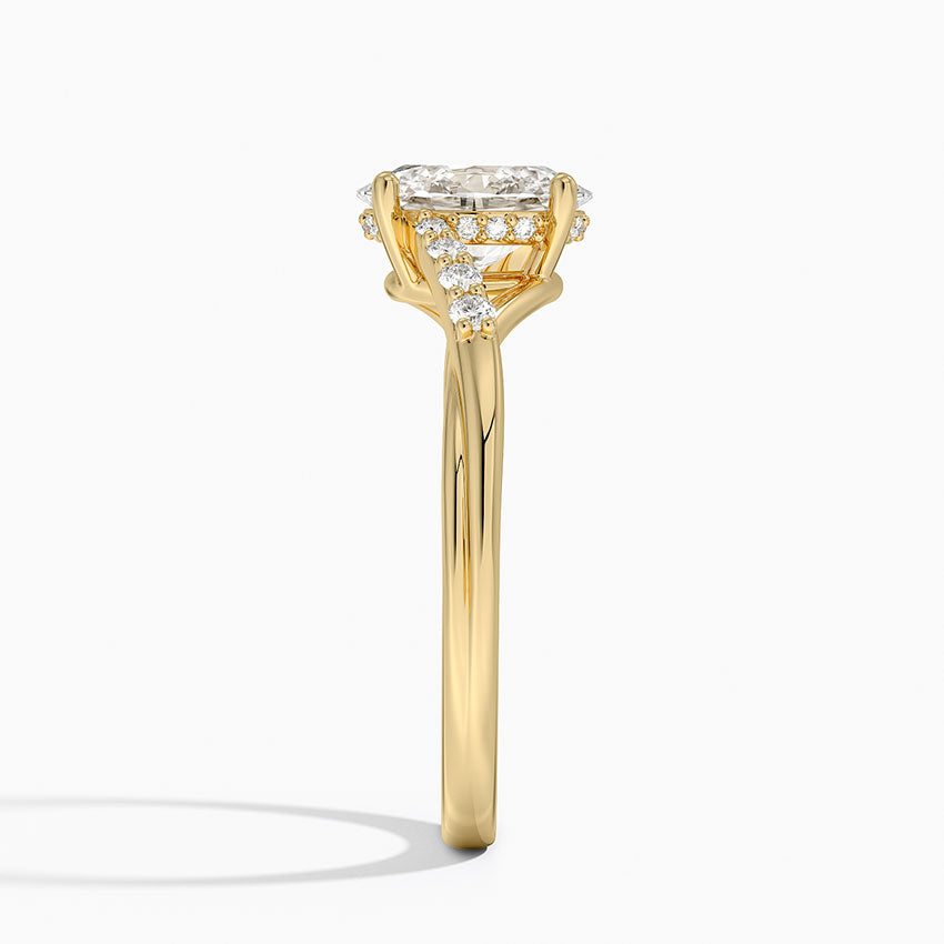 Chamise Hidden Halo Diamond Ring Yellow Gold 18k Oval Engagement Ring