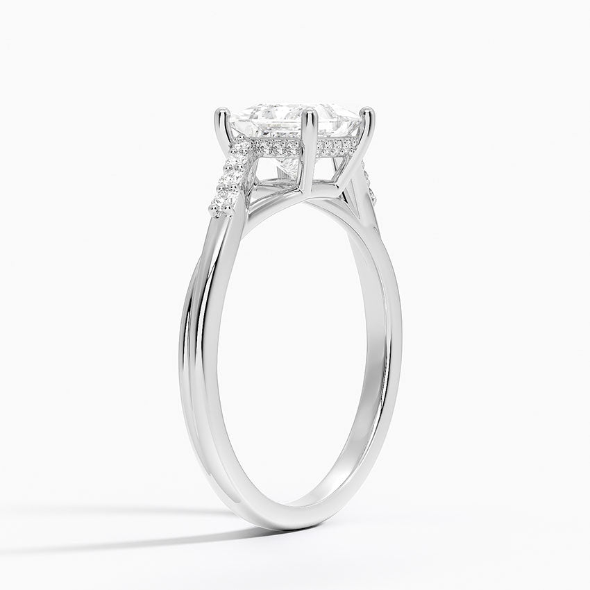 Chamise Hidden Halo Diamond Ring Platinum Princess Engagement Ring