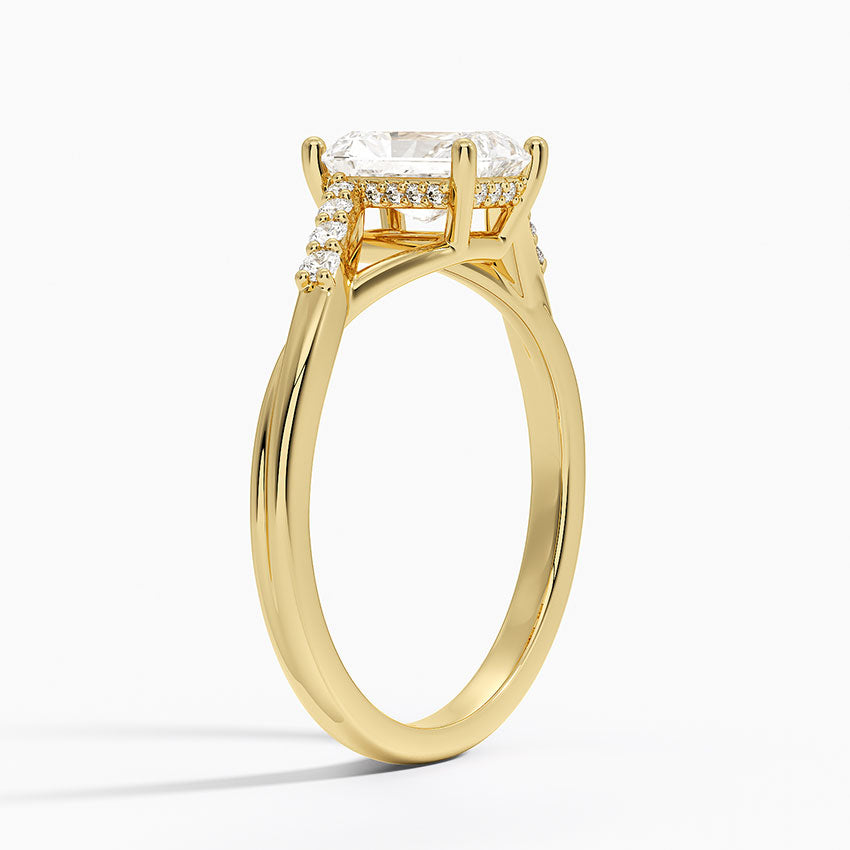 Chamise Hidden Halo Diamond Ring Yellow Gold 18k Radiant Engagement Ring