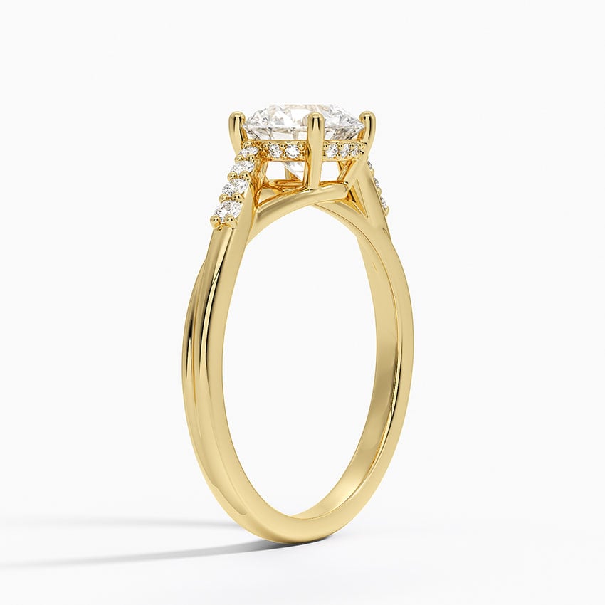 Chamise Hidden Halo Diamond Ring Yellow Gold 18k Round Engagement Ring