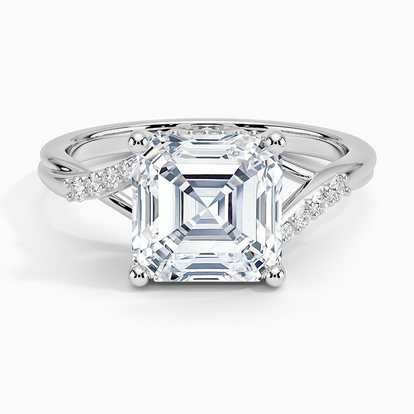 Chamise Hidden Halo Diamond Ring Platinum Asscher Engagement Ring