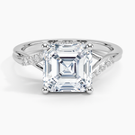 Chamise Hidden Halo Diamond Ring Platinum Asscher Engagement Ring