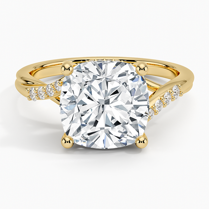 Chamise Hidden Halo Diamond Ring Yellow Gold 18k Cushion Engagement Ring