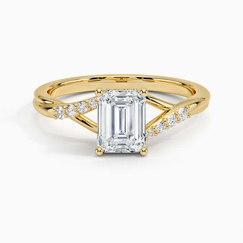 Chamise Hidden Halo Diamond Ring Yellow Gold 18k Emerald Engagement Ring