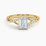 Chamise Hidden Halo Diamond Ring Yellow Gold 18k Emerald Engagement Ring