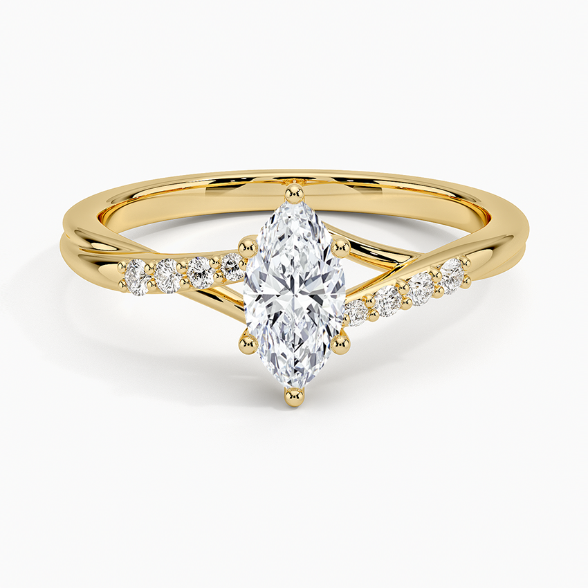 Chamise Hidden Halo Diamond Ring Yellow Gold 18k Marquise Engagement Ring