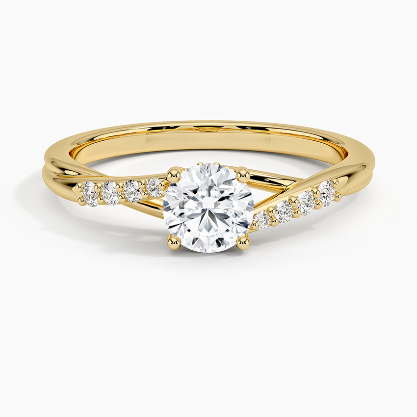 Chamise Hidden Halo Diamond Ring Yellow Gold 18k Round Engagement Ring
