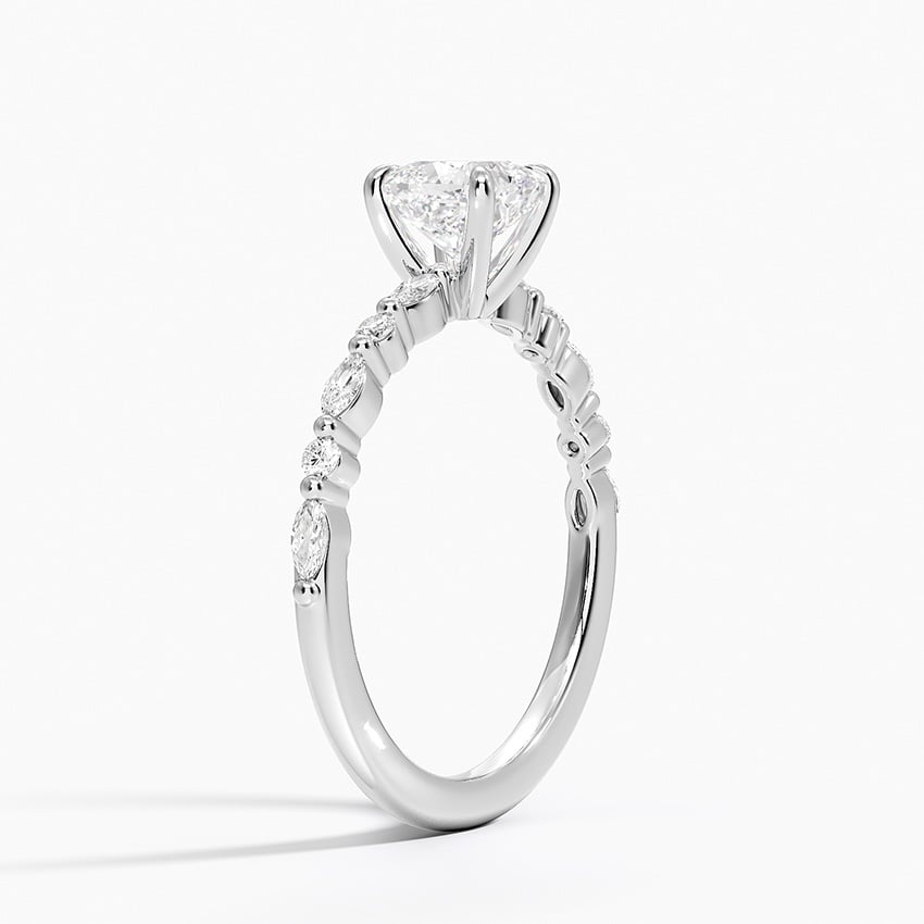 Delicate Versailles Diamond Ring Platinum Cushion Engagement Ring