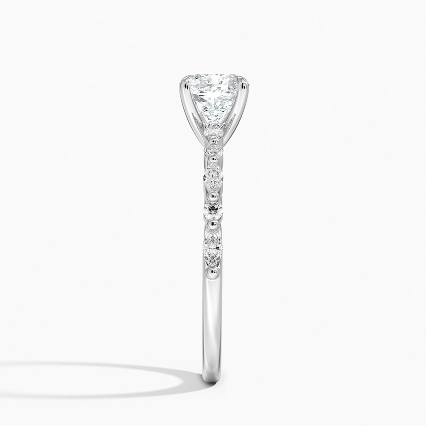 Delicate Versailles Diamond Ring Platinum Cushion Engagement Ring