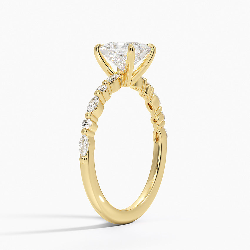 Delicate Versailles Diamond Ring Yellow Gold 18k Princess Engagement Ring