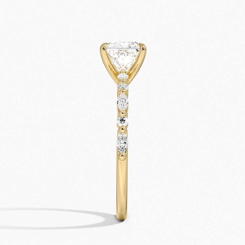 Delicate Versailles Diamond Ring Yellow Gold 18k Princess Engagement Ring