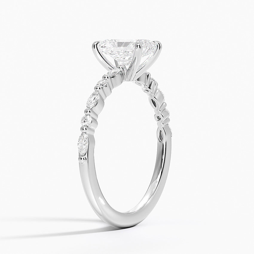 Delicate Versailles Diamond Ring Platinum Radiant Engagement Ring