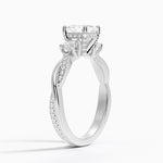 Adorned Petite Twisted Vine Three Stone Diamond Ring Platinum Asscher Engagement Ring