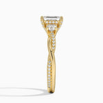 Adorned Petite Twisted Vine Three Stone Diamond Ring Yellow Gold 18k Emerald Engagement Ring