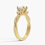 Adorned Petite Twisted Vine Three Stone Diamond Ring Yellow Gold 18k Heart Engagement Ring