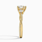 Adorned Petite Twisted Vine Three Stone Diamond Ring Yellow Gold 18k Heart Engagement Ring