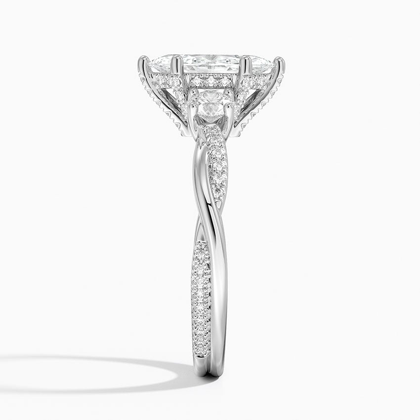 Adorned Petite Twisted Vine Three Stone Diamond Ring Platinum Marquise Engagement Ring