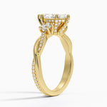Adorned Petite Twisted Vine Three Stone Diamond Ring Yellow Gold 18k Marquise Engagement Ring