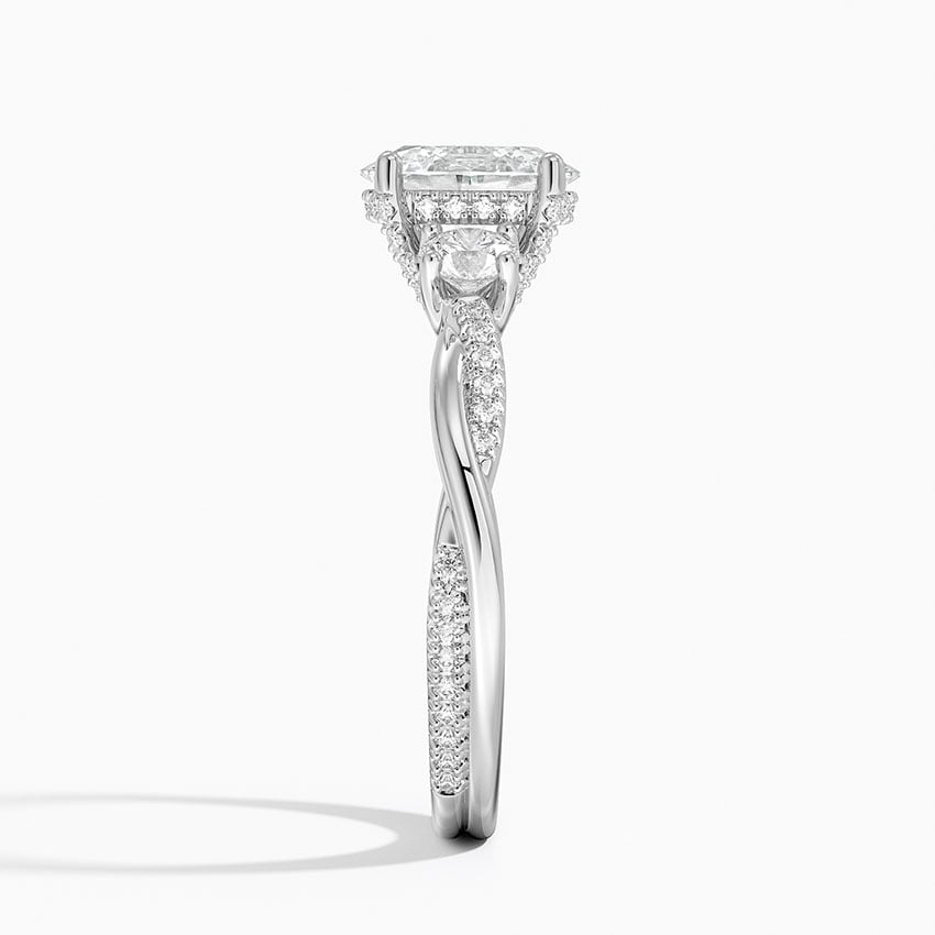 Adorned Petite Twisted Vine Three Stone Diamond Ring Platinum Oval Engagement Ring