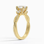 Adorned Petite Twisted Vine Three Stone Diamond Ring Yellow Gold 18k Pear Engagement Ring