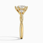 Adorned Petite Twisted Vine Three Stone Diamond Ring Yellow Gold 18k Pear Engagement Ring